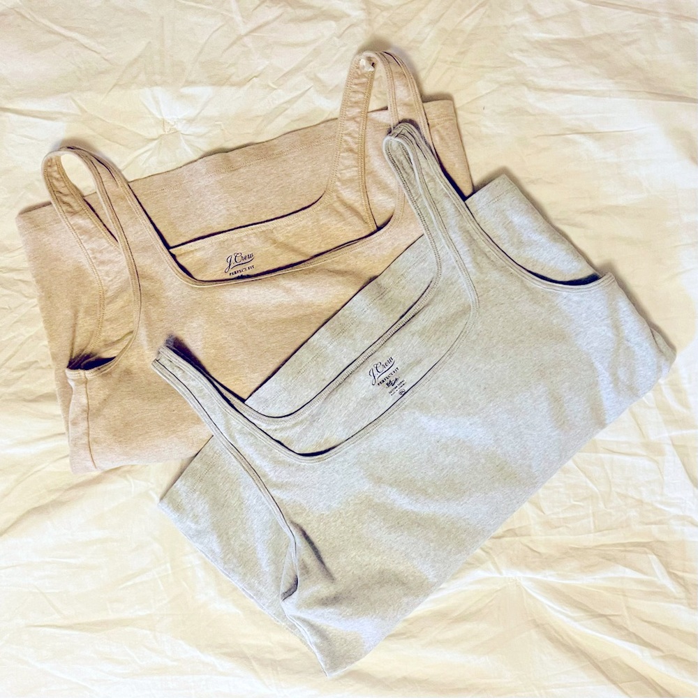 2 J Crew Perfect-fit shelf-bra tank tops (sold as pair)